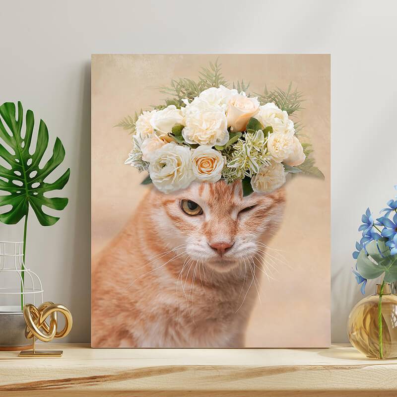 Roses Crown Animal Portraits Drawings Canvas Art