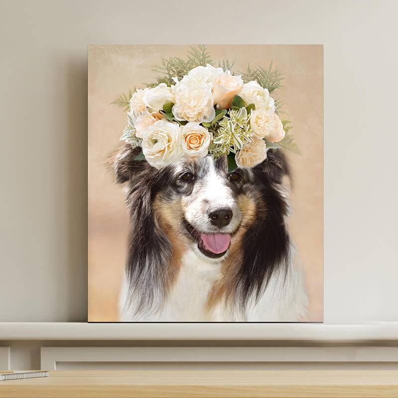 Roses Crown Animal Portraits Drawings Canvas Art