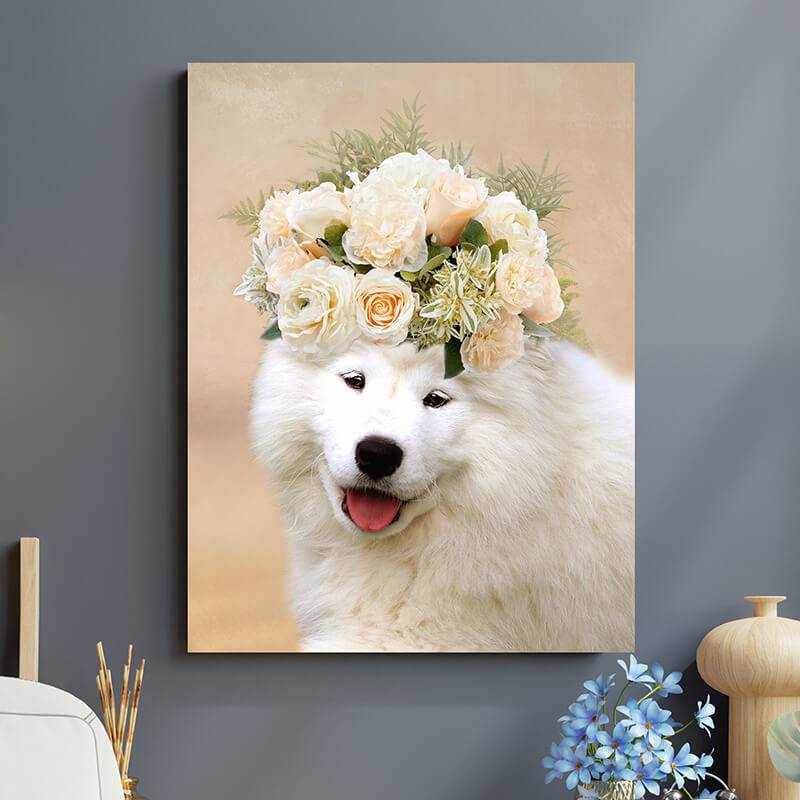 Roses Crown Animal Portraits Drawings Canvas Art