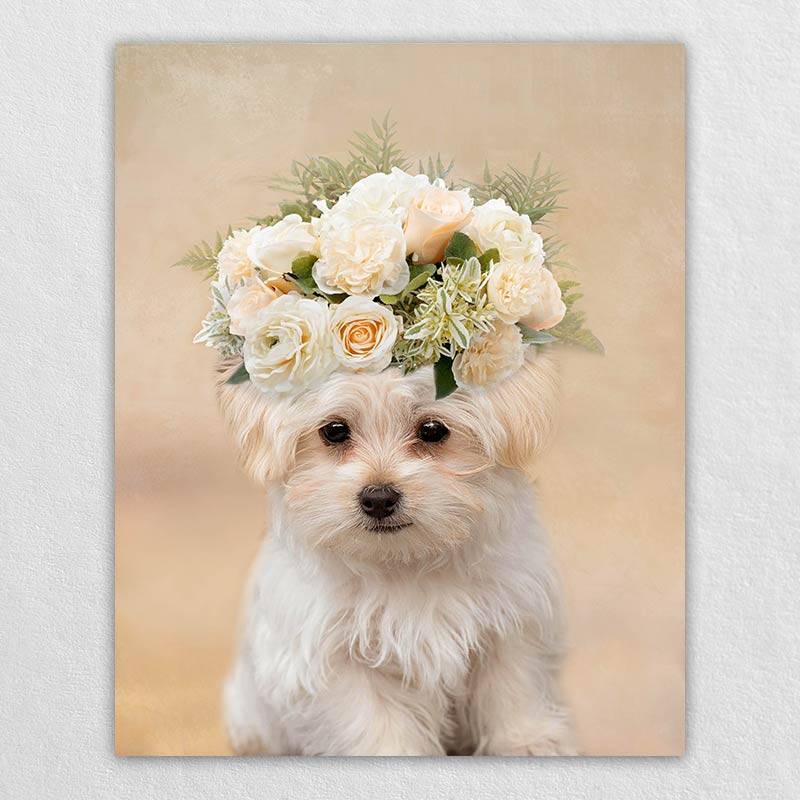 Roses Crown Animal Portraits Drawings Canvas Art