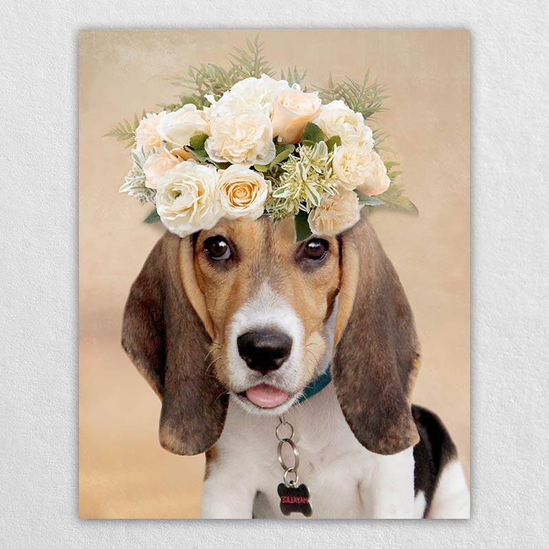 Roses Crown Animal Portraits Drawings Canvas Art