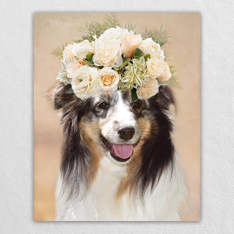 Roses Crown Animal Portraits Drawings Canvas Art