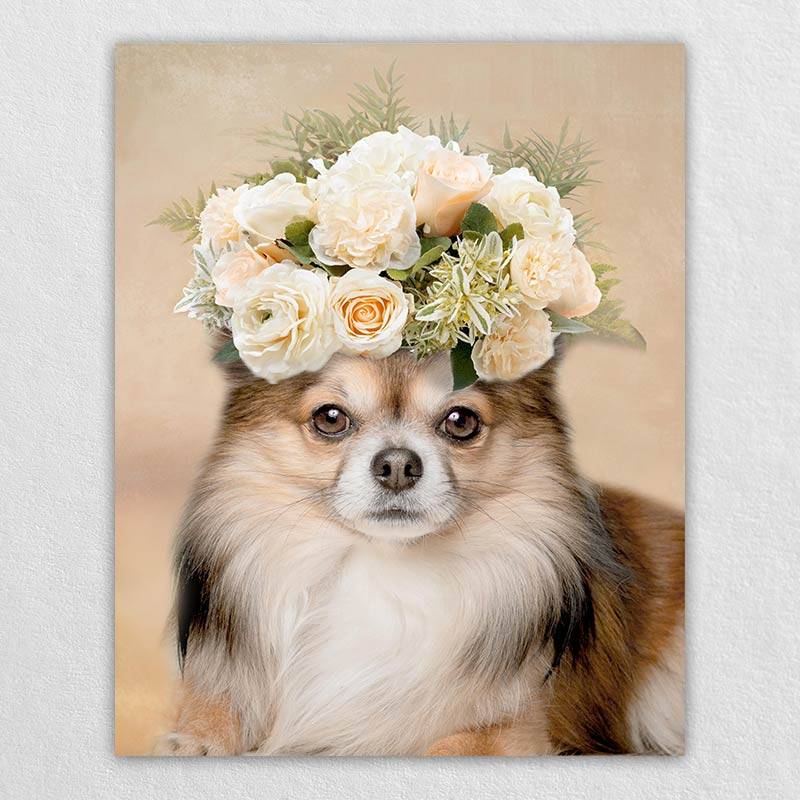 Roses Crown Animal Portraits Drawings Canvas Art