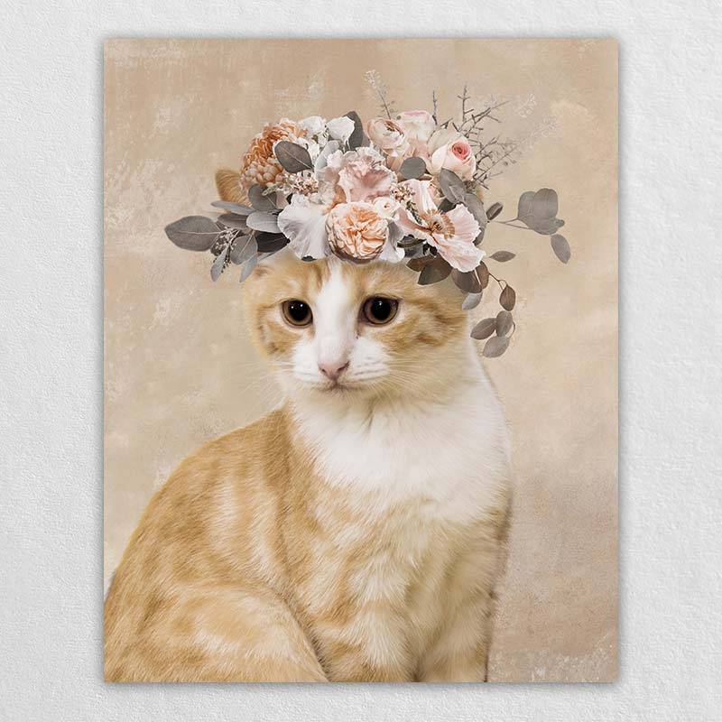 Pet Blossom Flower Crown Custom Canvas Wall Art