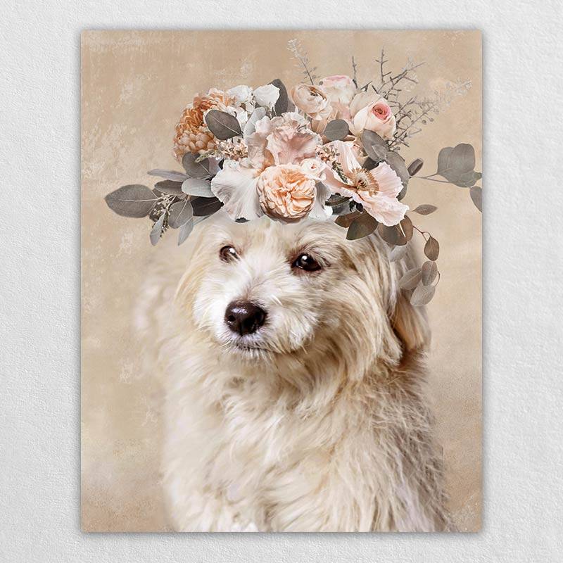 Pet Blossom Flower Crown Custom Canvas Wall Art