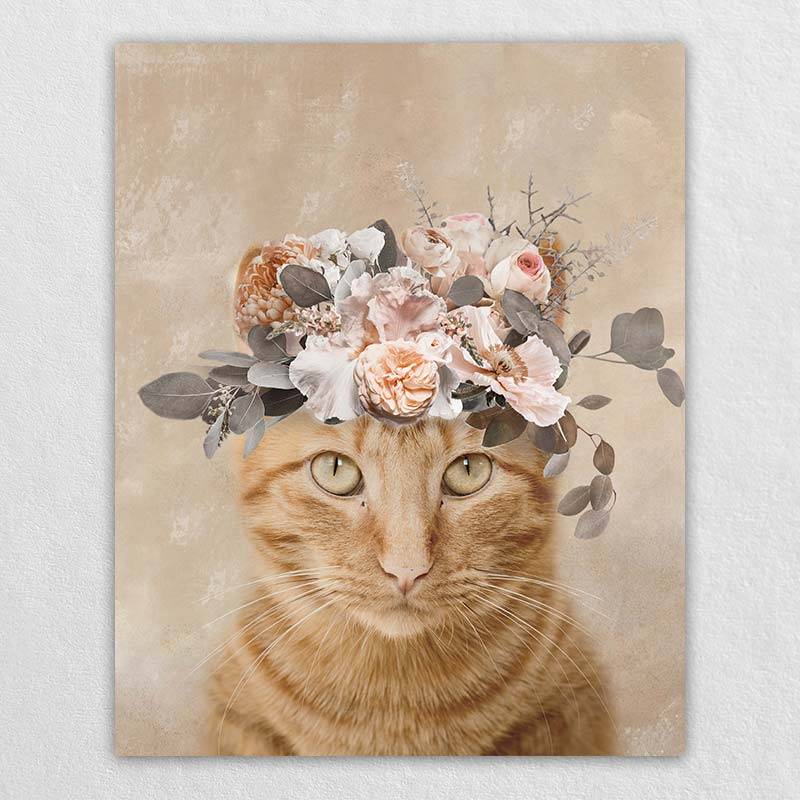 Pet Blossom Flower Crown Custom Canvas Wall Art