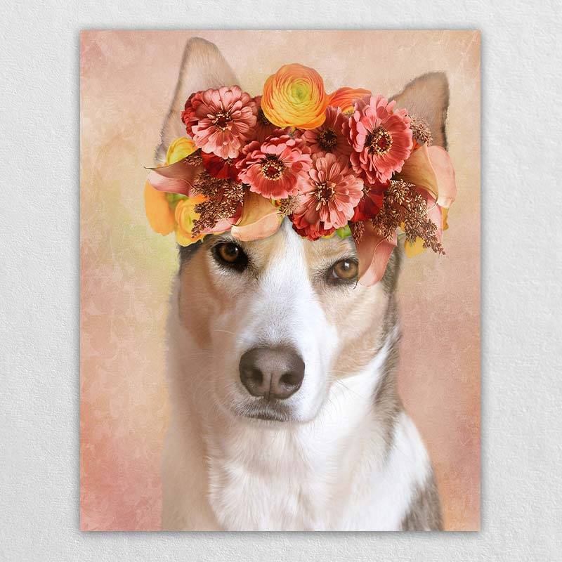 Pet Portraits In Oil Flower Canvas Wall Art