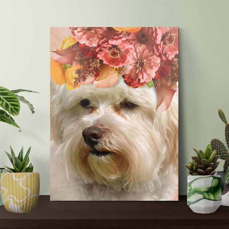 Pet Portraits In Oil Flower Canvas Wall Art