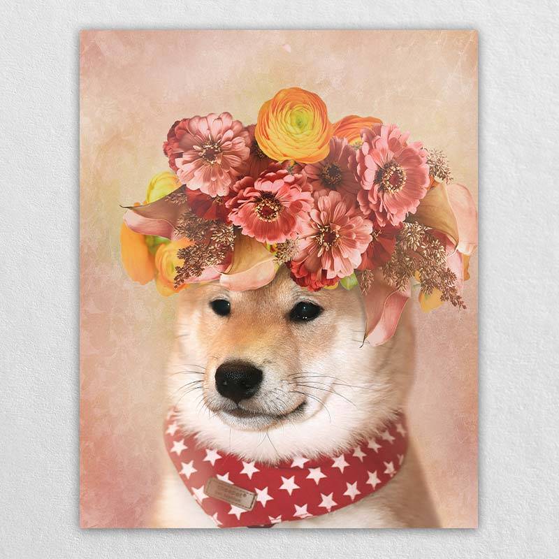 Pet Portraits In Oil Flower Canvas Wall Art