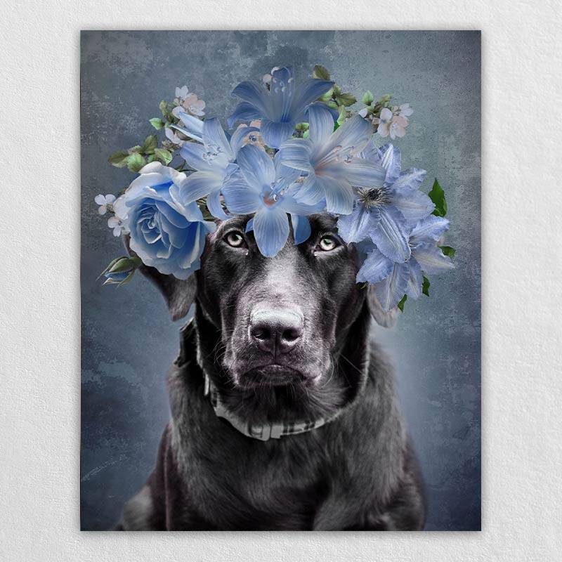 Custom Pet Drawings With Blue Flower Crown