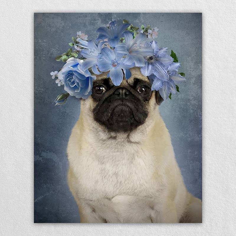 Custom Pet Drawings With Blue Flower Crown