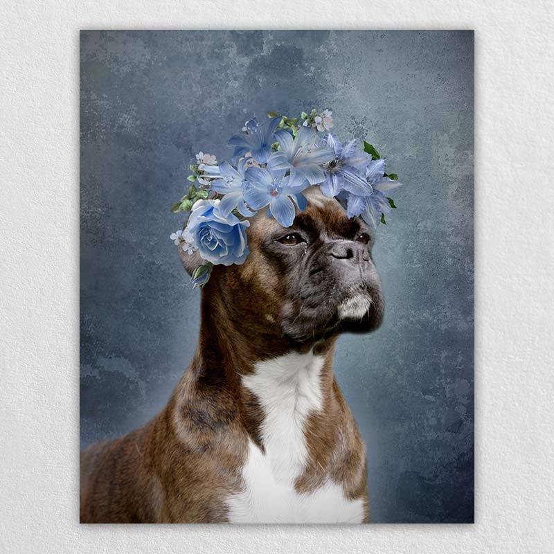 Custom Pet Drawings With Blue Flower Crown