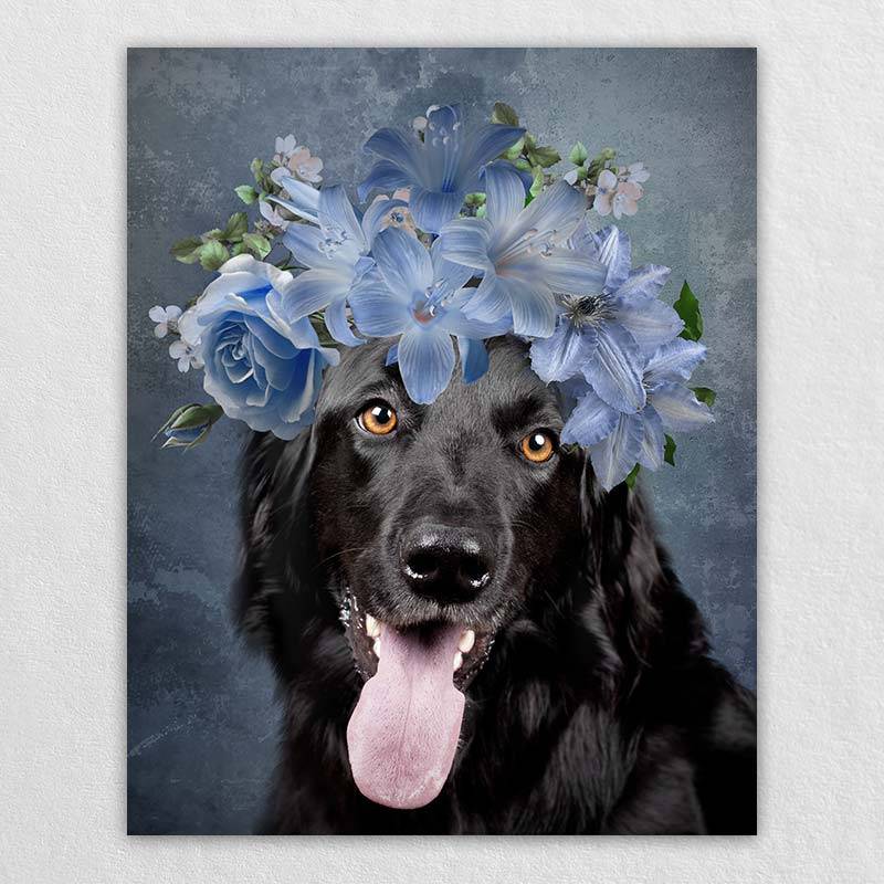 Custom Pet Drawings With Blue Flower Crown