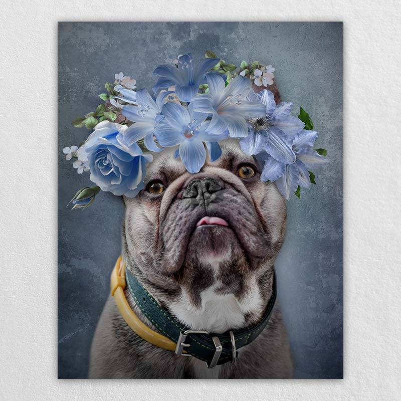 Custom Pet Drawings With Blue Flower Crown