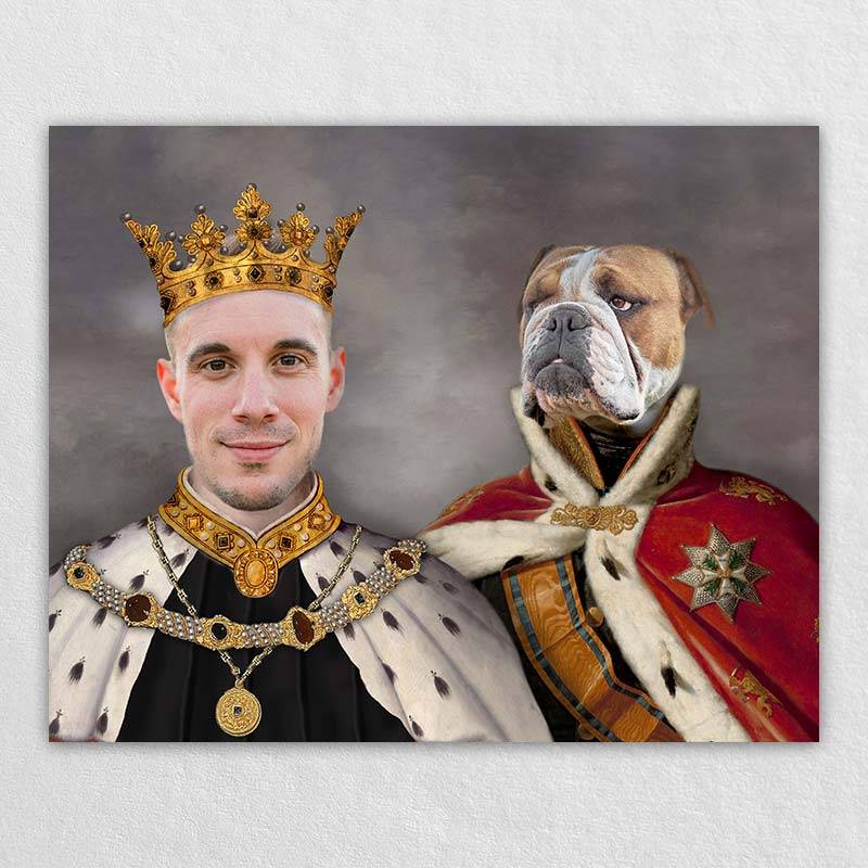 King Pet And Human Portrait Canvas In Art