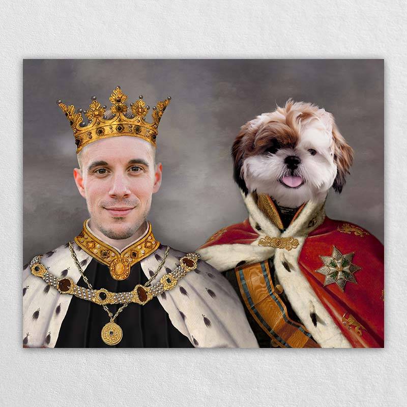 King Pet And Human Portrait Canvas In Art