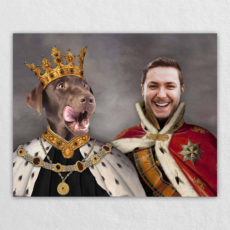 King Pet And Human Portrait Canvas In Art