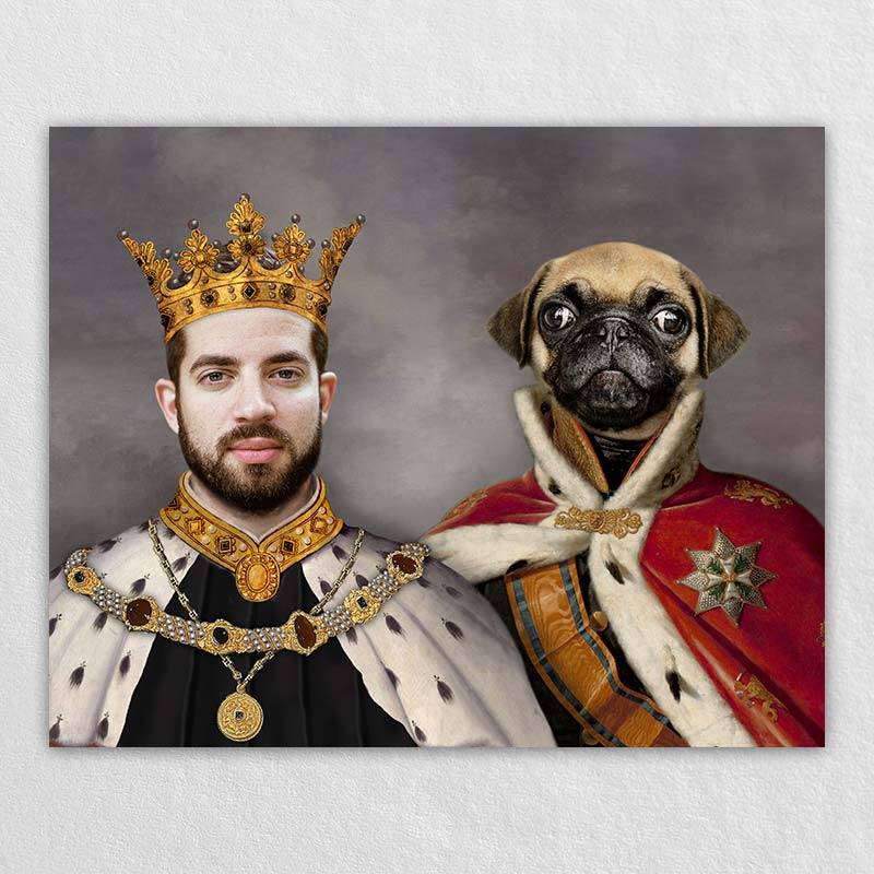 King Pet And Human Portrait Canvas In Art