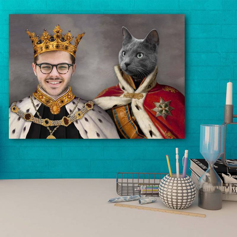 King Pet And Human Portrait Canvas In Art