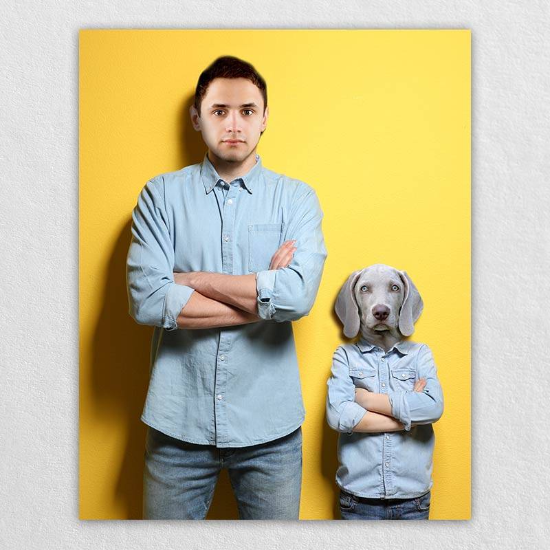 Man And Dog Portrait Pet Artwork