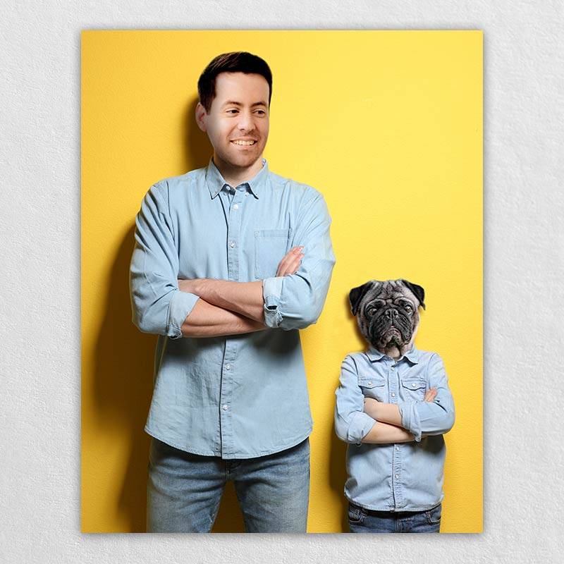 Man And Dog Portrait Pet Artwork