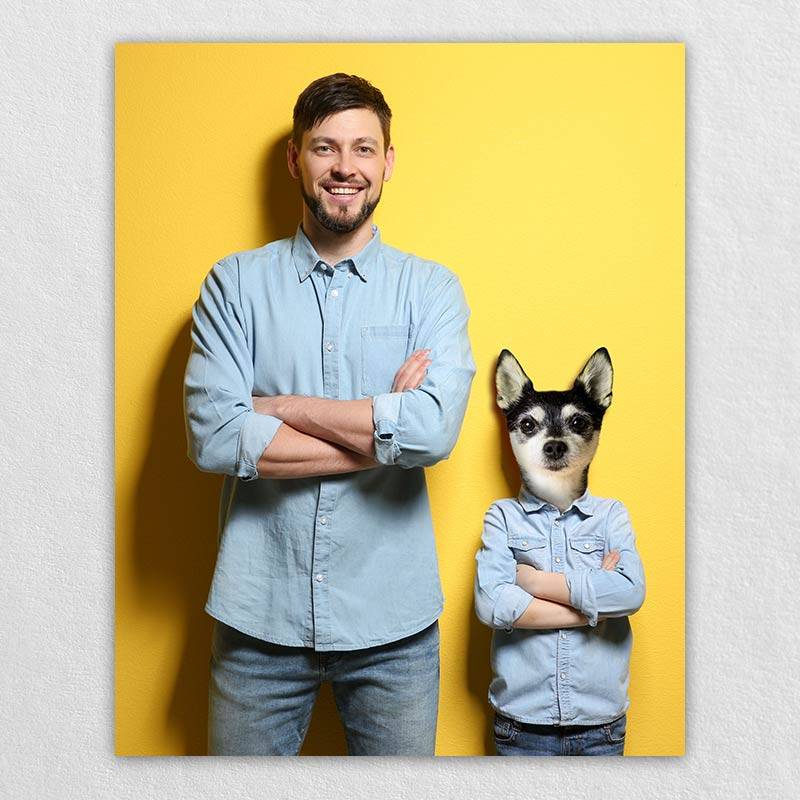 Man And Dog Portrait Pet Artwork