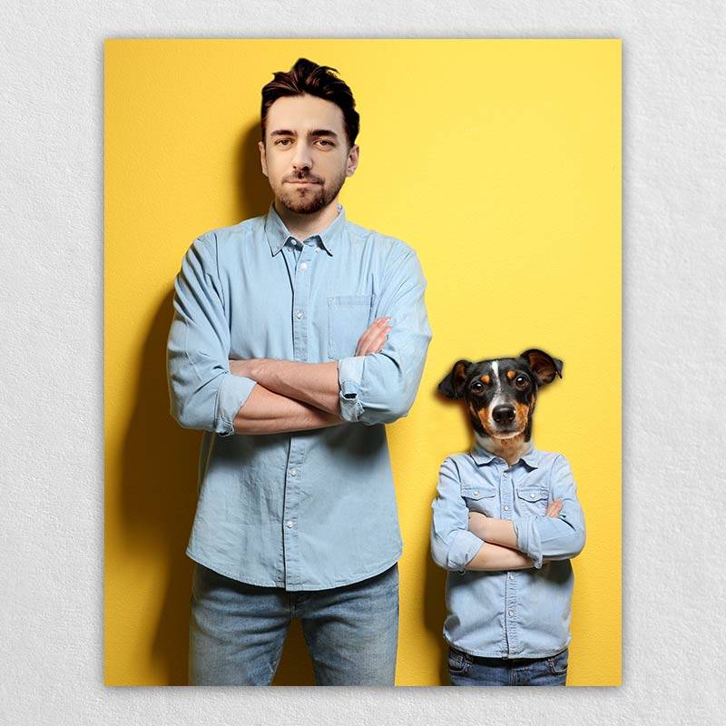 Man And Dog Portrait Pet Artwork