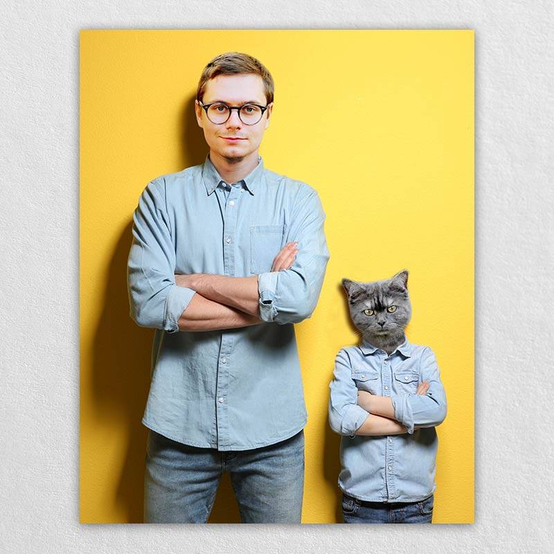 Man And Dog Portrait Pet Artwork