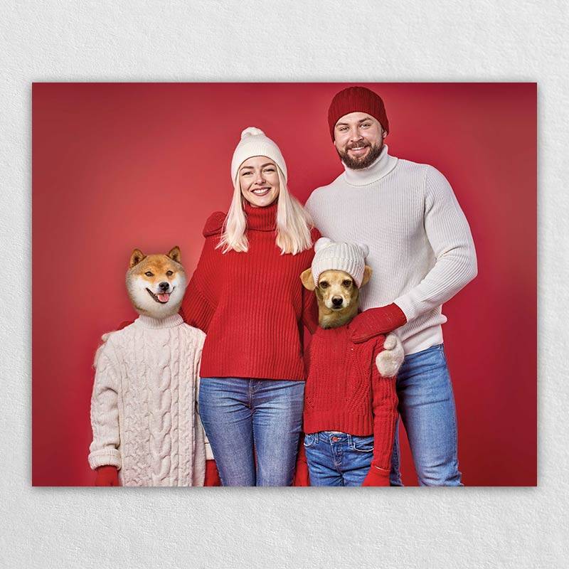 Couple And Dog Portrait Pet Artwork