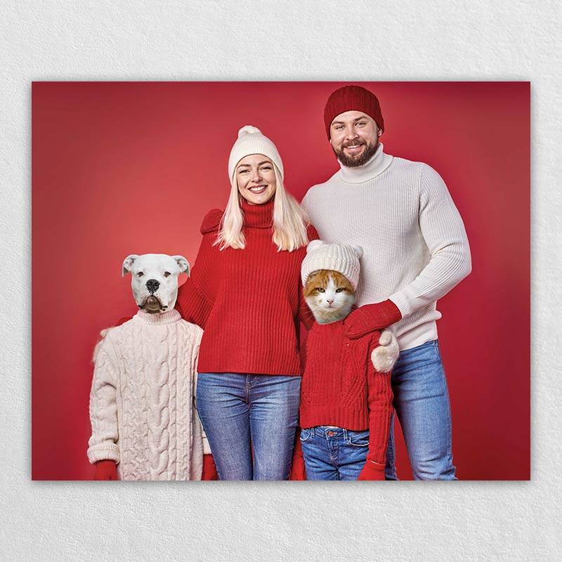 Couple And Dog Portrait Pet Artwork