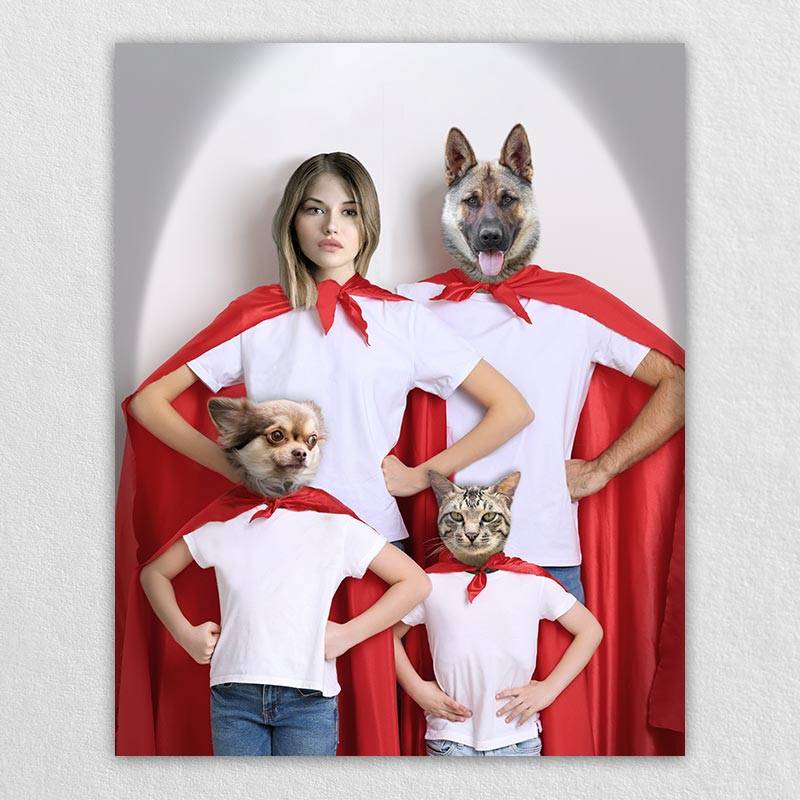 Cat Dog And Family Portrait