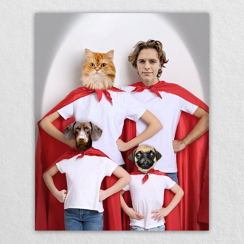 Cat Dog And Family Portrait