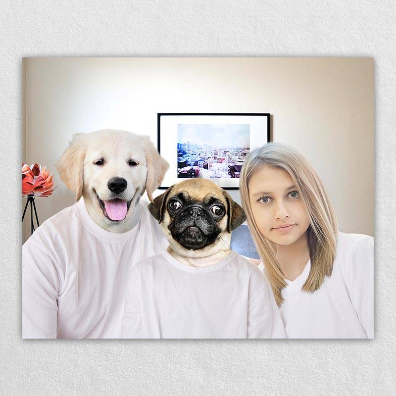 Personalised Family Portrait With Dog Pet