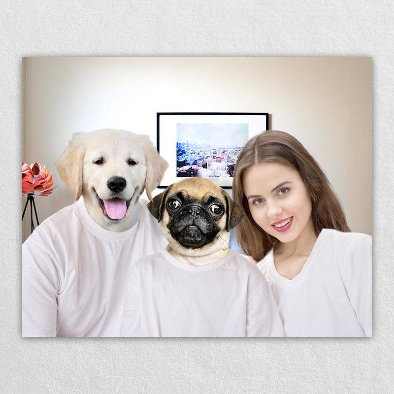 Personalised Family Portrait With Dog Pet