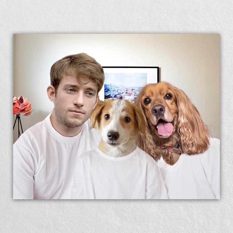 Personalised Family Portrait With Dog Pet