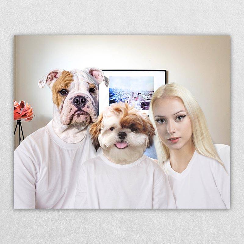 Personalised Family Portrait With Dog Pet