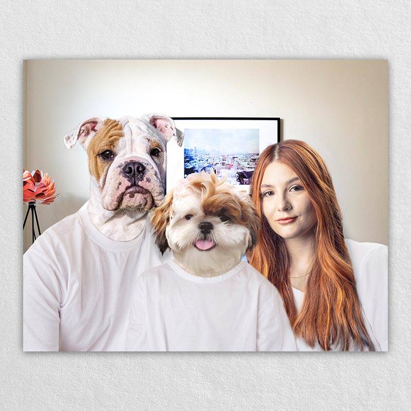 Personalised Family Portrait With Dog Pet