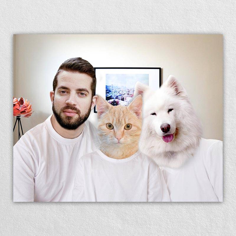 Personalised Family Portrait With Dog Pet