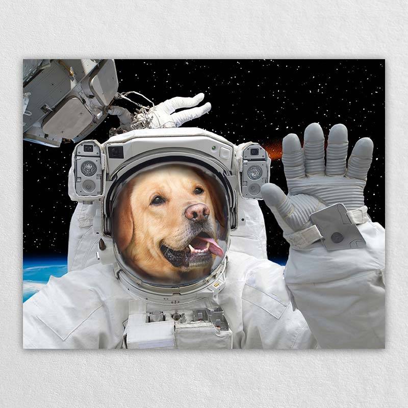 Astronaut Dog Portrait Pet Artwork