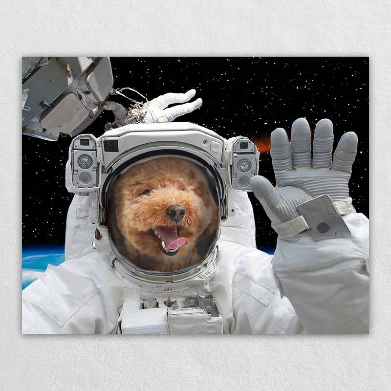 Astronaut Dog Portrait Pet Artwork