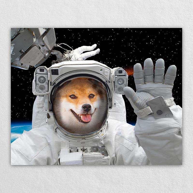 Astronaut Dog Portrait Pet Artwork