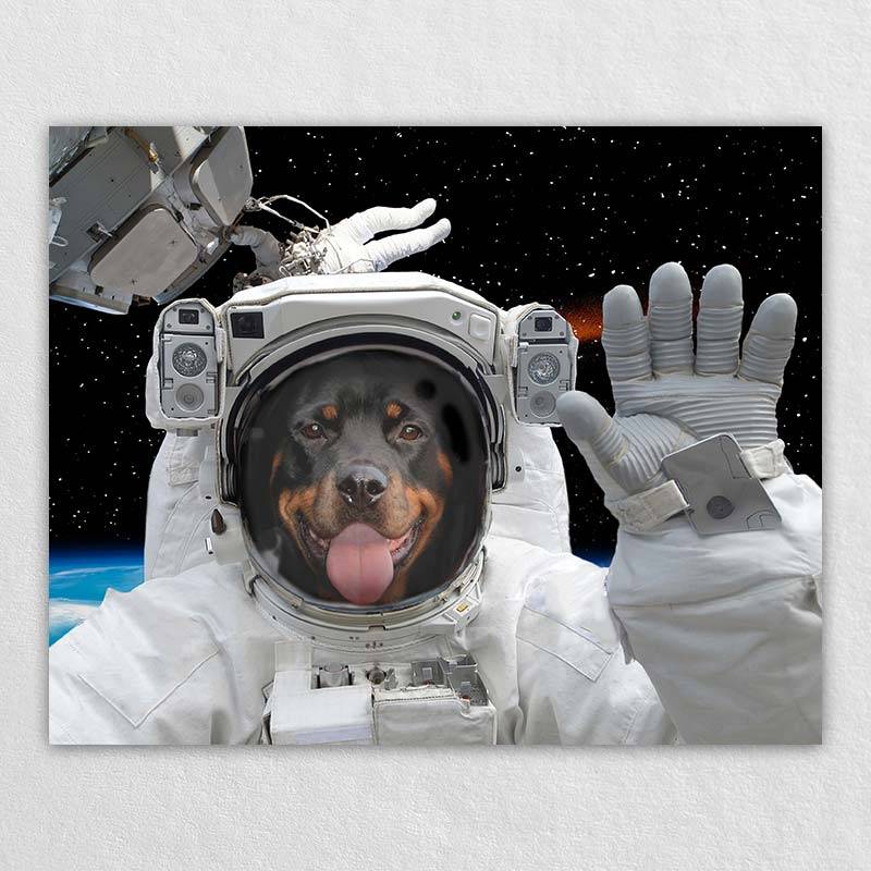 Astronaut Dog Portrait Pet Artwork