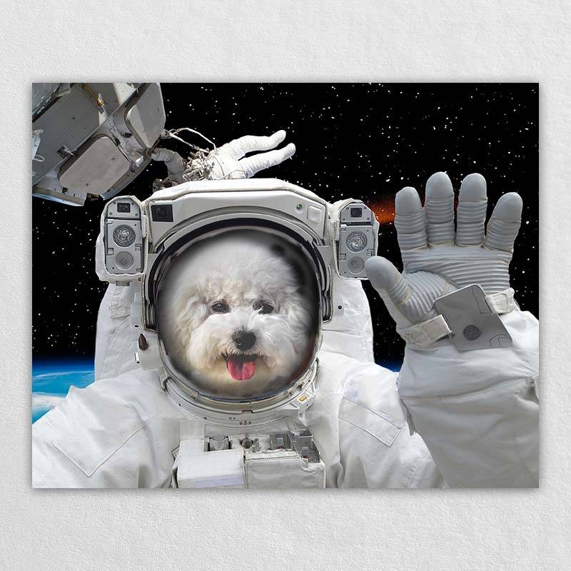 Astronaut Dog Portrait Pet Artwork