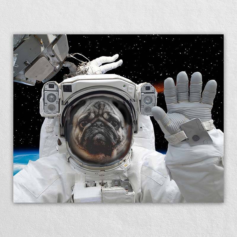 Astronaut Dog Portrait Pet Artwork