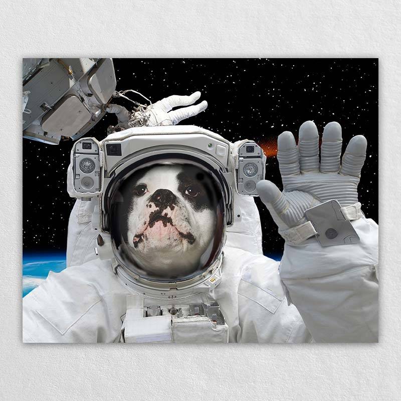 Astronaut Dog Portrait Pet Artwork