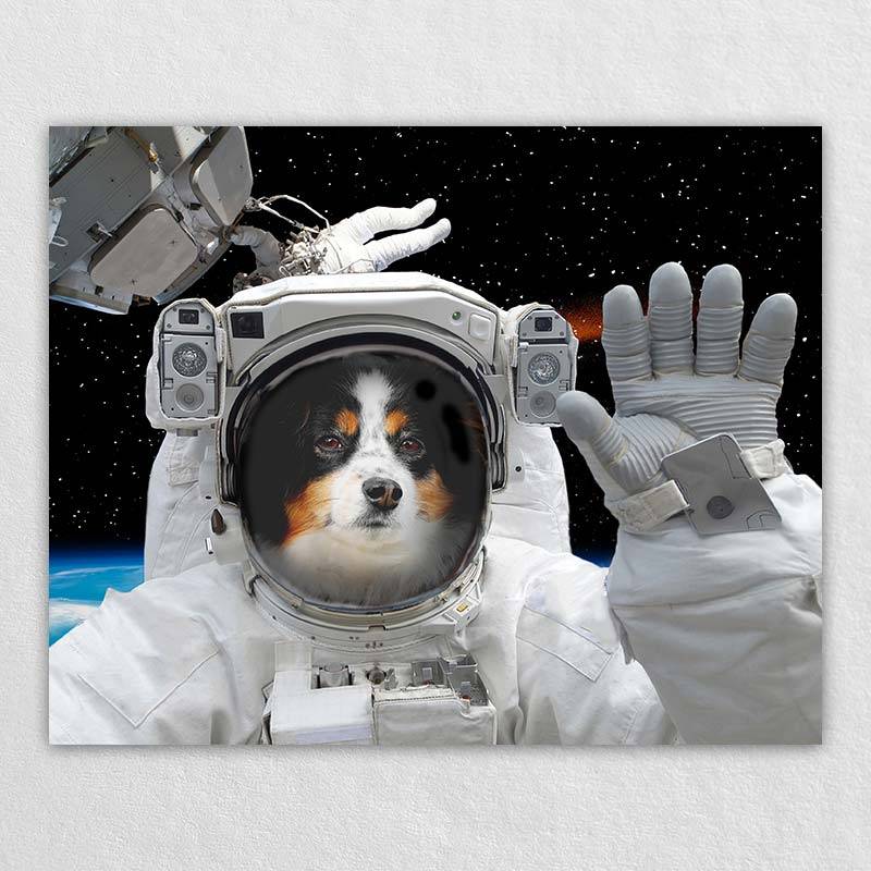 Astronaut Dog Portrait Pet Artwork