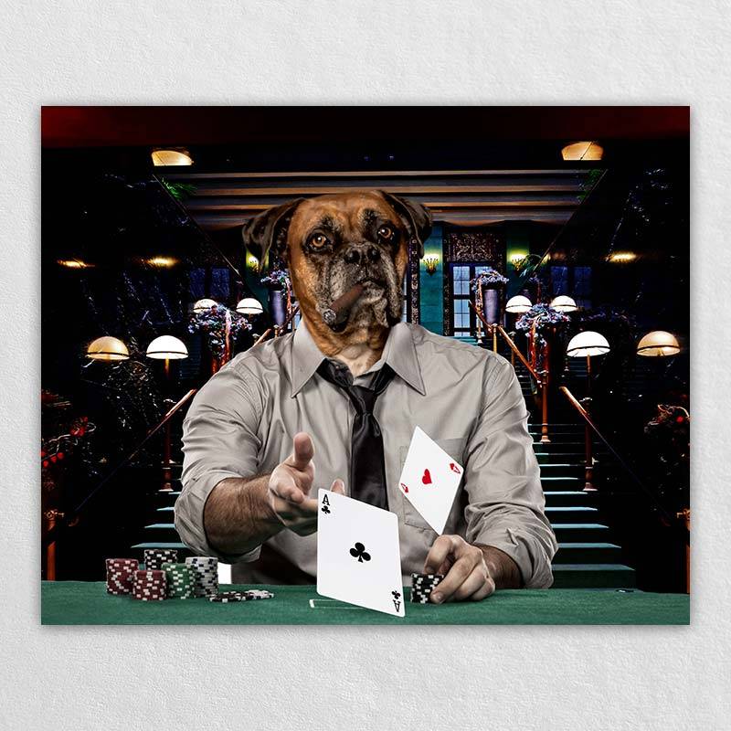 Custom Pet Dogs Playing Poker Print