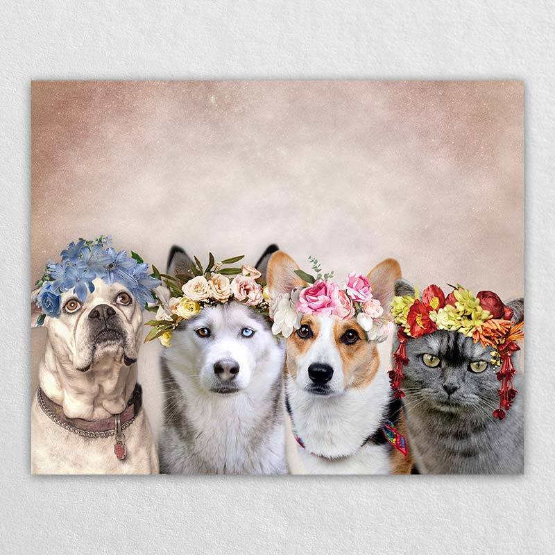 Custom Pet Dog Family Portrait