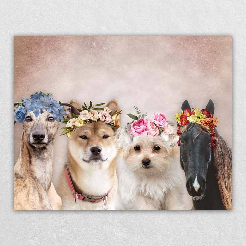 Custom Pet Dog Family Portrait