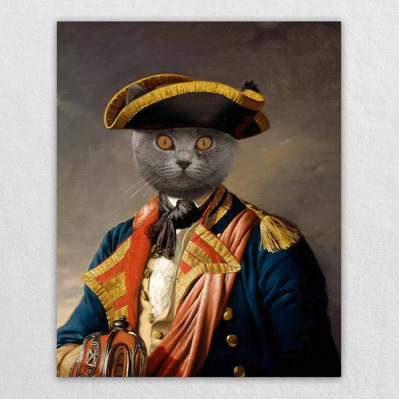 Navy Captain Regal Cat Portrait